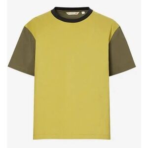 Marni X Uniqulo Men's Panelled Crew Tee Shirt Size XL Colorblock Muted Green